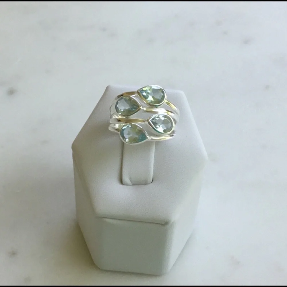 Genuine Blue Topaz .925 Sterling Silver Ring - Picture 10 of 16